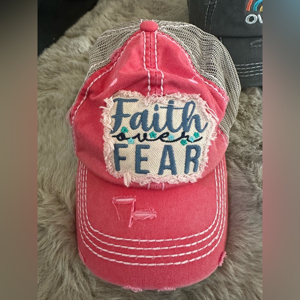 Kids Pink Faith Over Fear Cap